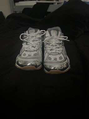 Bottega Veneta  Silver and White Mesh Sneakers